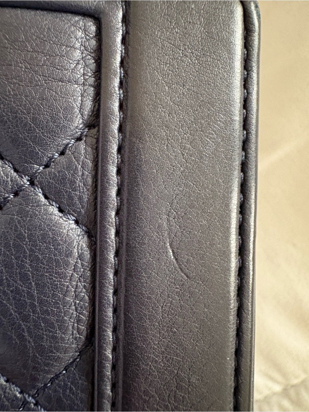 CHANEL Navy Quilted Leather Flap Shoulder Bag. Good Cond. See Pics For Flaws. - Picture 12 of 14